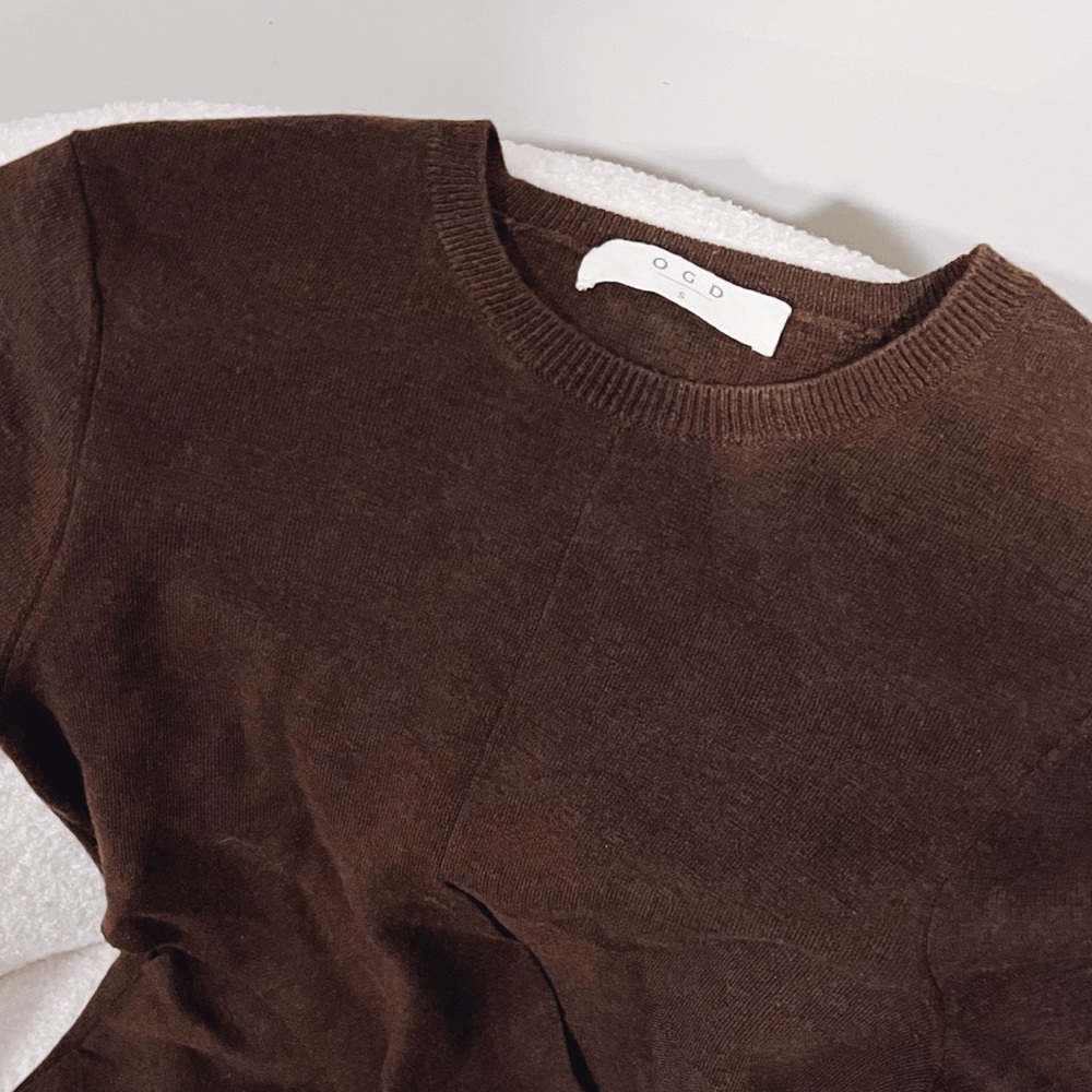 Long Sleeve Brown Bodycon Dress - Picture 3 of 4